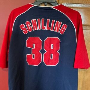 Vintage Embroidered Schilling Red Socks Jersey